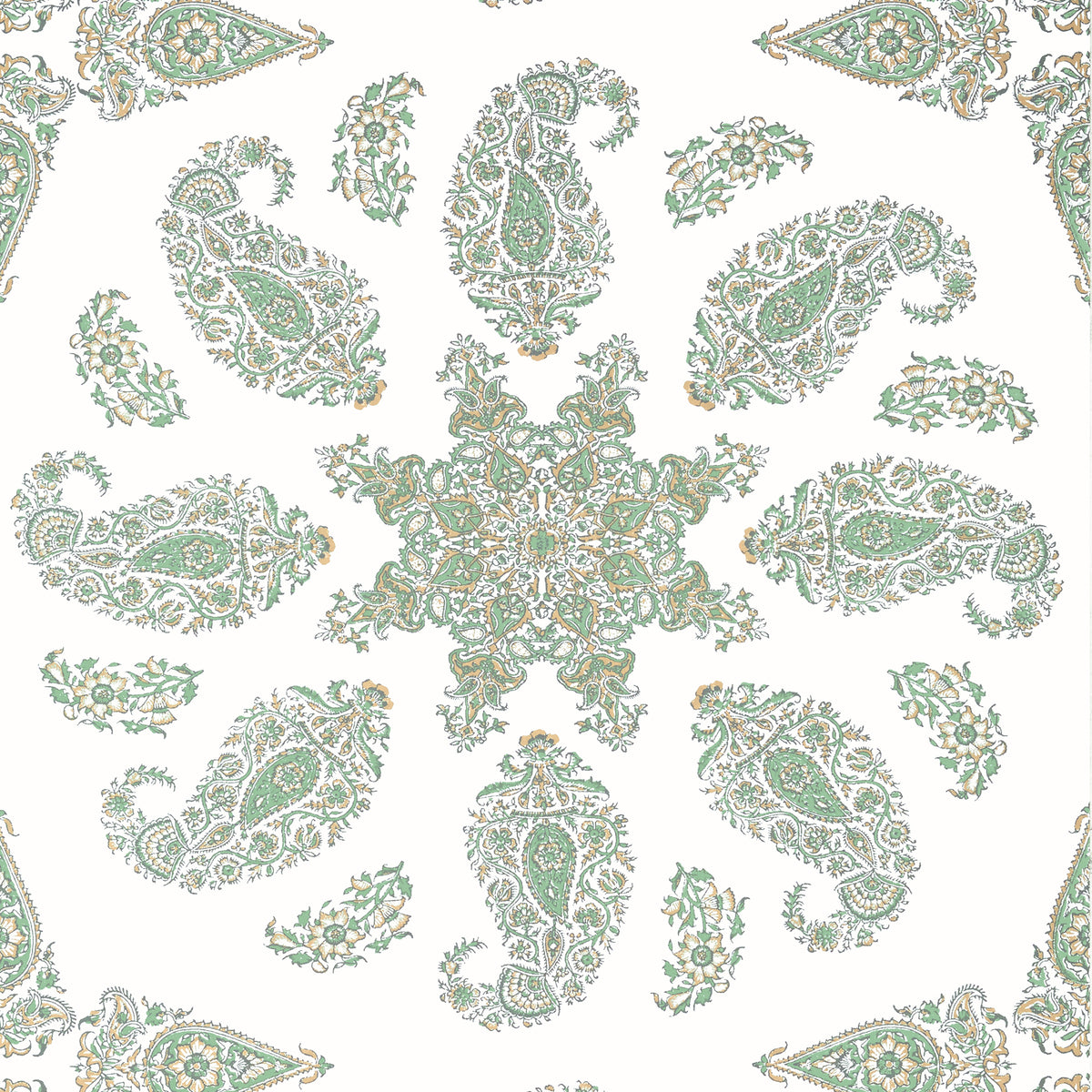 Thibaut EAST INDIA wallpaper, Green and White