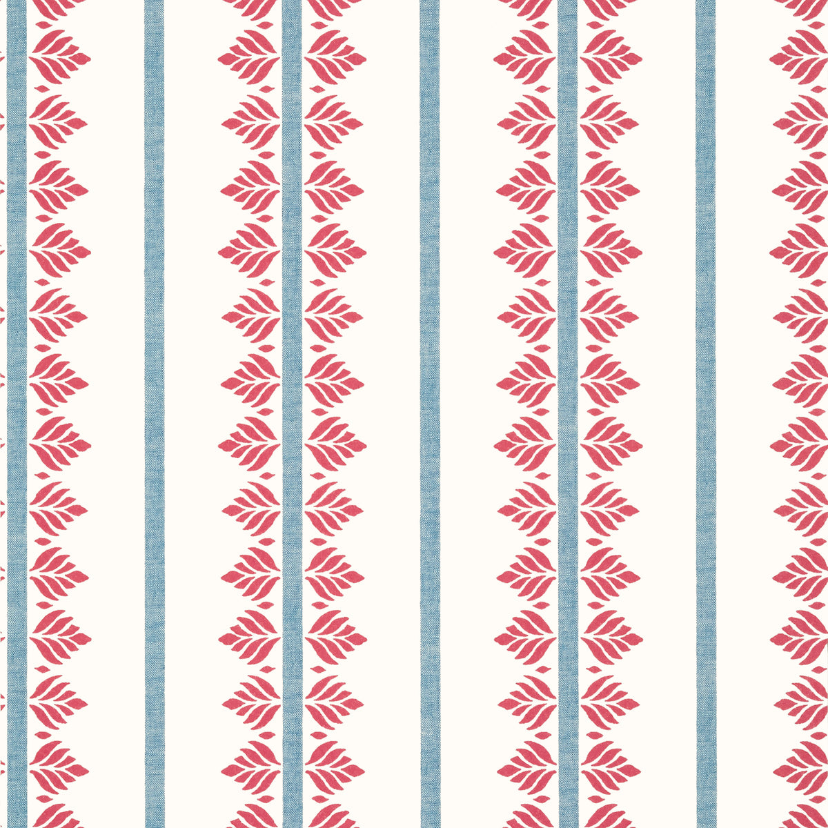 Anna French Fern Stripe wallpaper - Antilles collection - Red and Blue