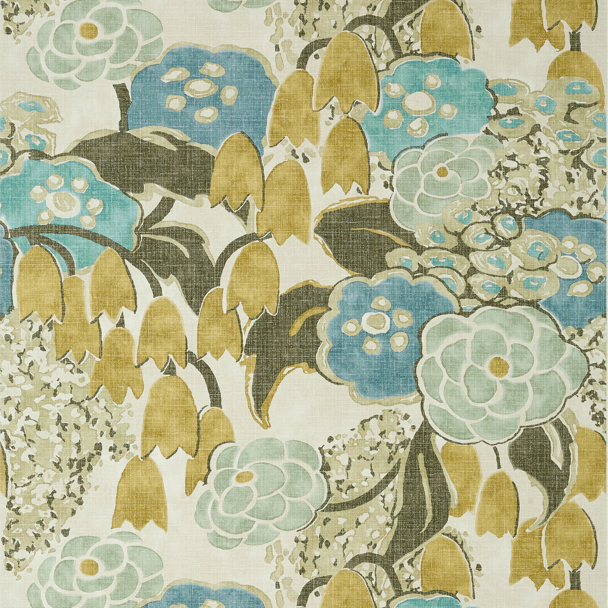 Anna French Laura wallpaper - Willow Tree collection - Sage and Gold