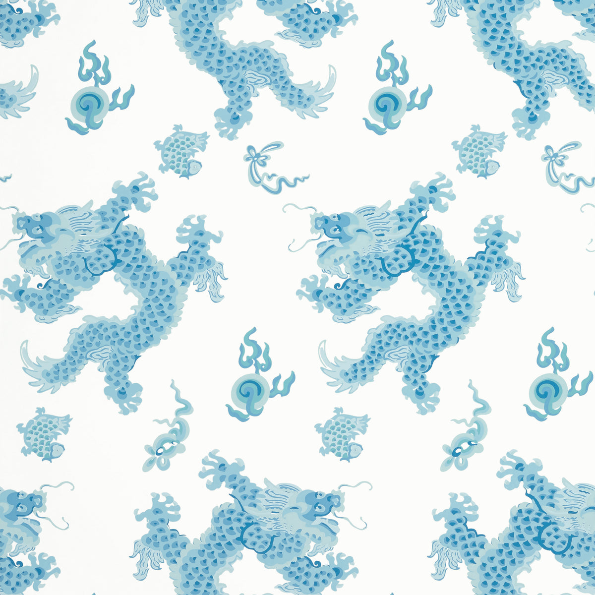 Anna French Dragon Dance wallpaper - Willow Tree collection - Blue