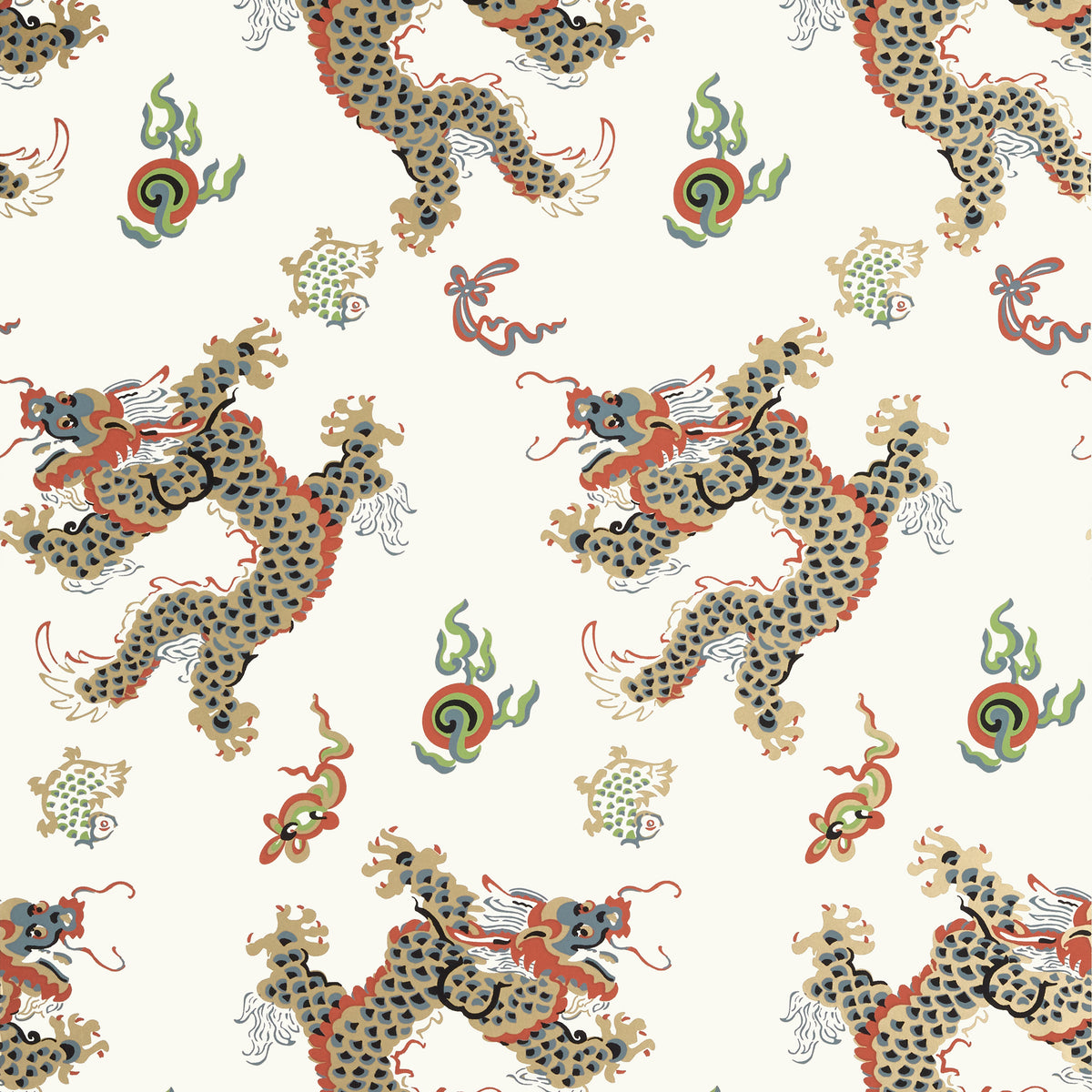 Anna French Dragon Dance wallpaper - Willow Tree collection - Metallic Gold on Neutral