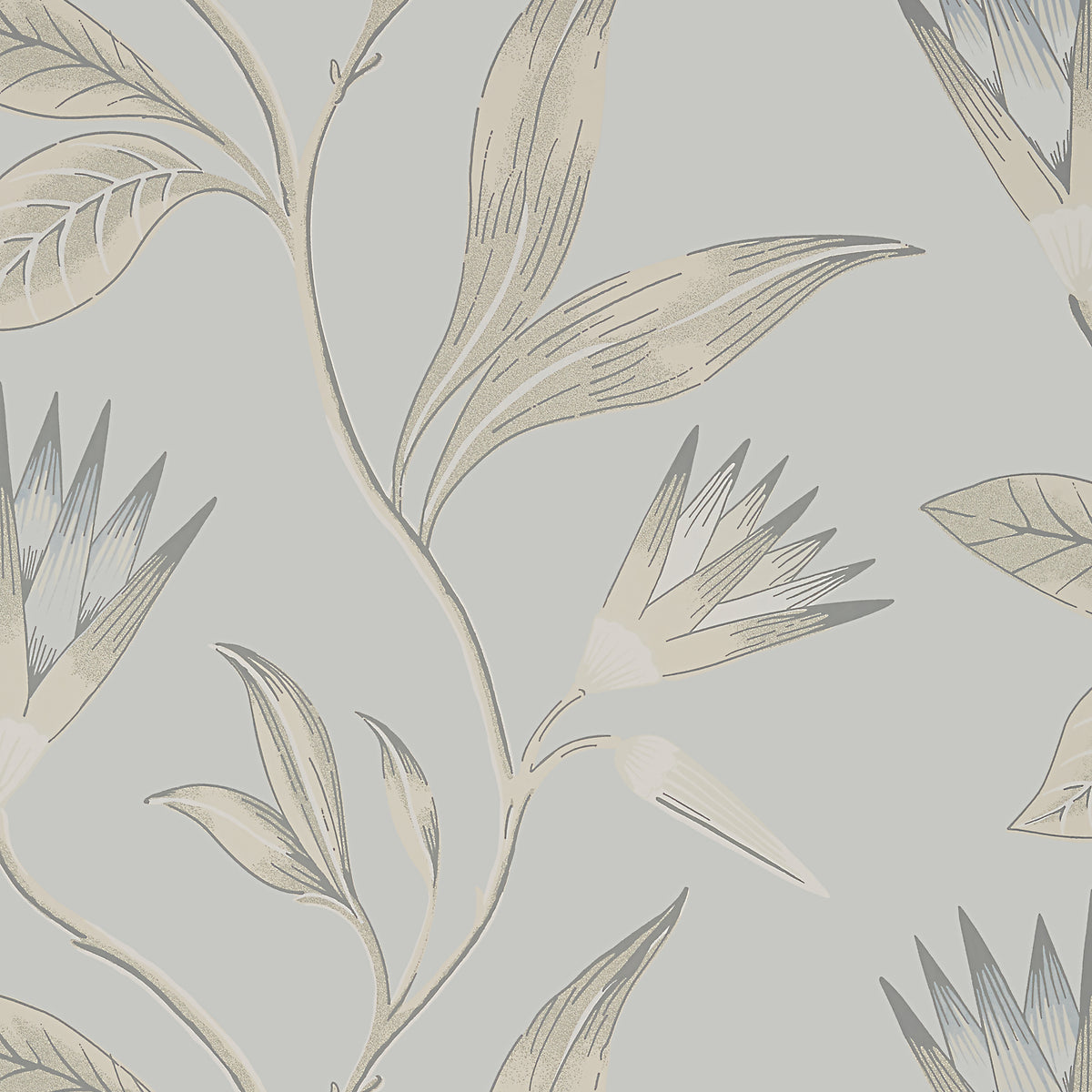 Anna French Cleo Vine wallpaper - Savoy collection - Spa Blue on Grey