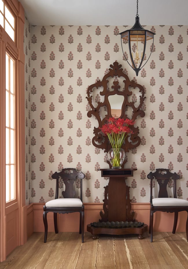 AUDREY Wallpaper by Thibaut, Boxwood Collection in Double Rolls