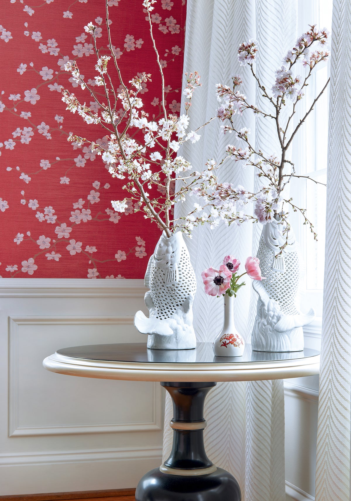Thibaut Sakura wallpaper - Dynasty room setting
