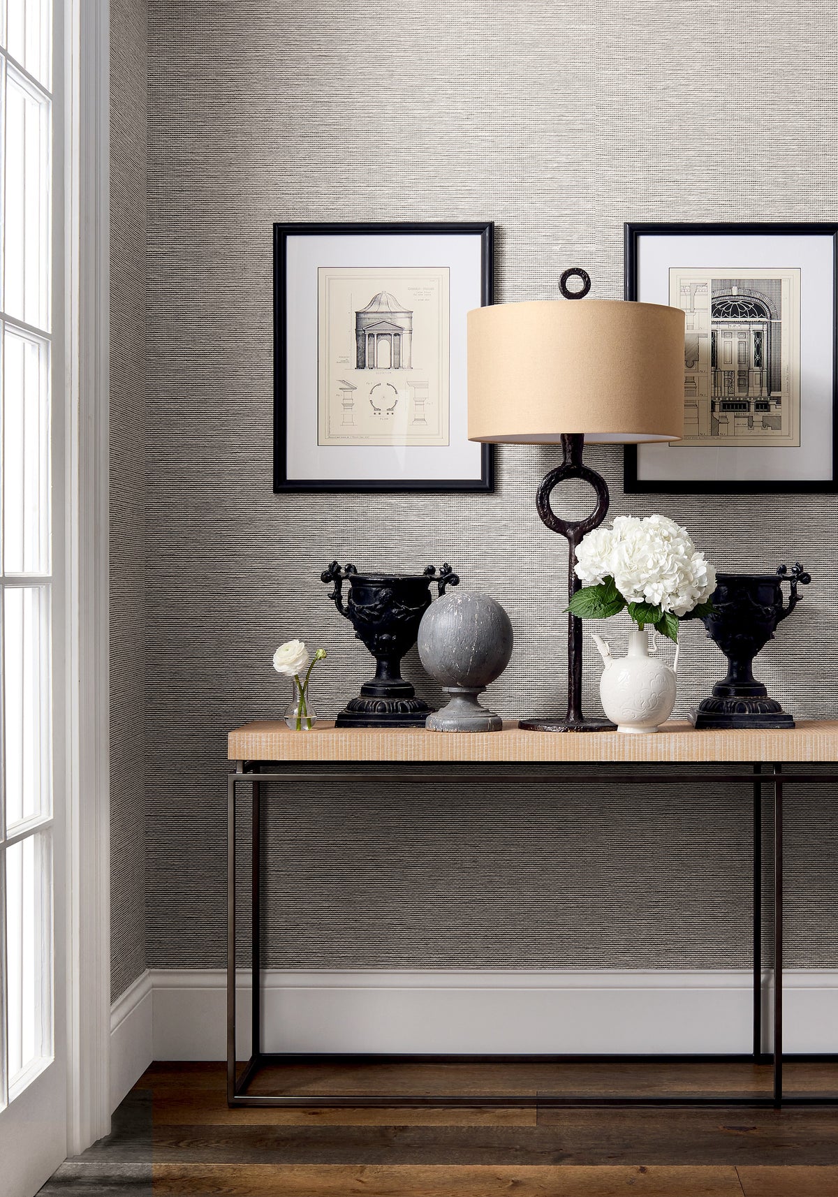 Thibaut Edward's Paper grasscloth wallpaper - Grasscloth Resource 6 room setting