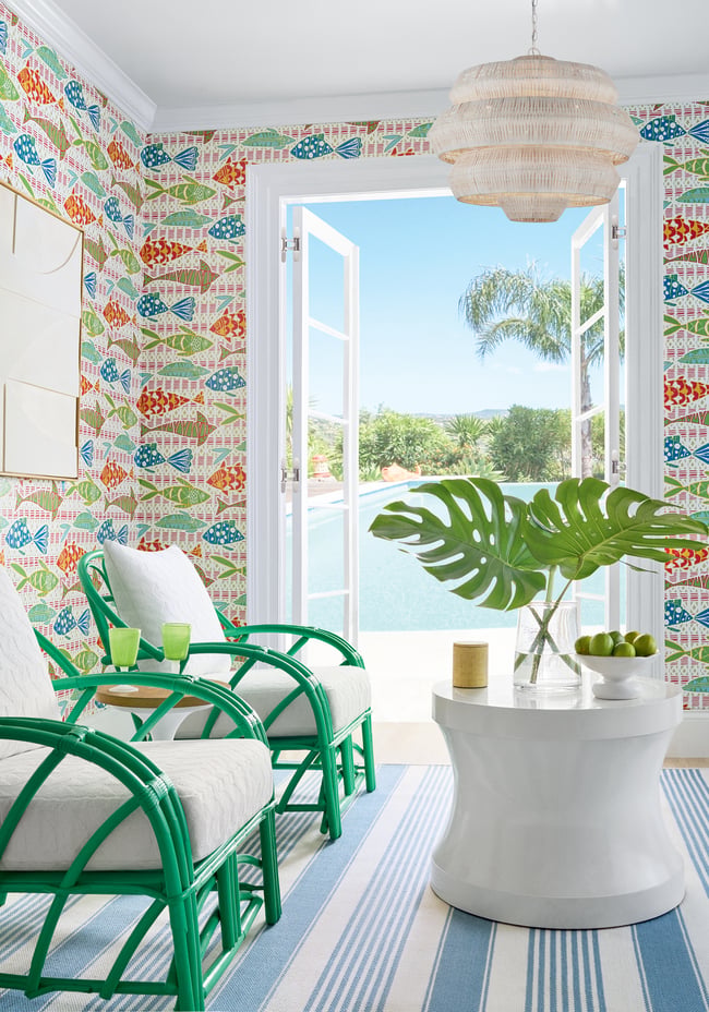 Thibaut - BATIK FISH Wallpaper -  Islander Collection