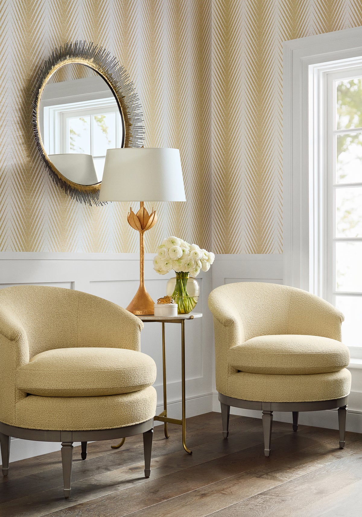 Thibaut Viva wallpaper - Modern Resource 3 room setting