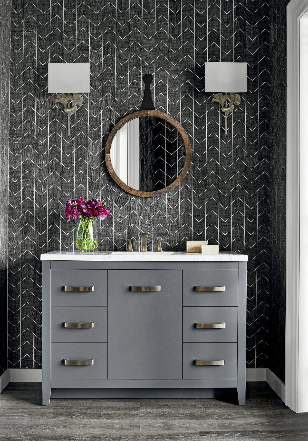 Thibaut Cordoza Weave wallpaper - Natural Resource 3 room setting