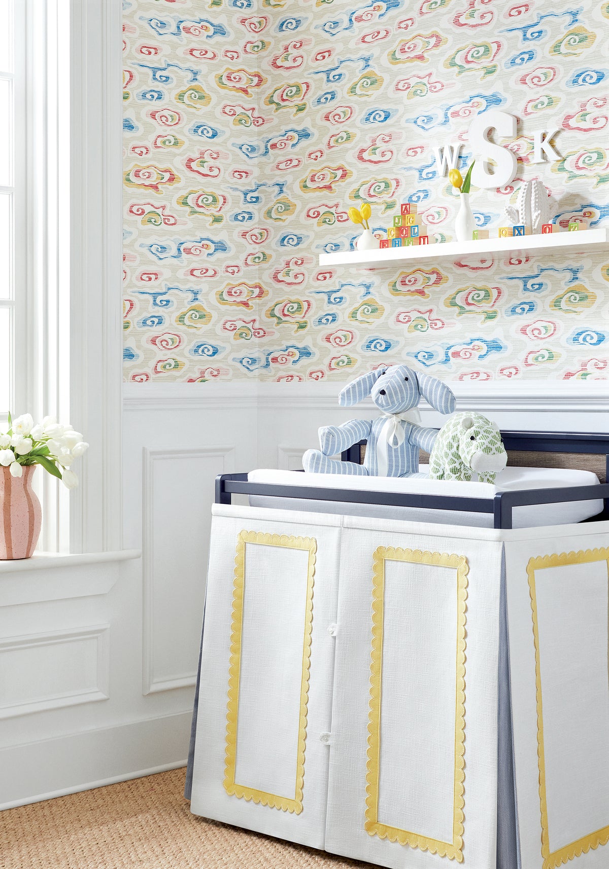 Thibaut Clear Clouds wallpaper - Pavilion collection room setting