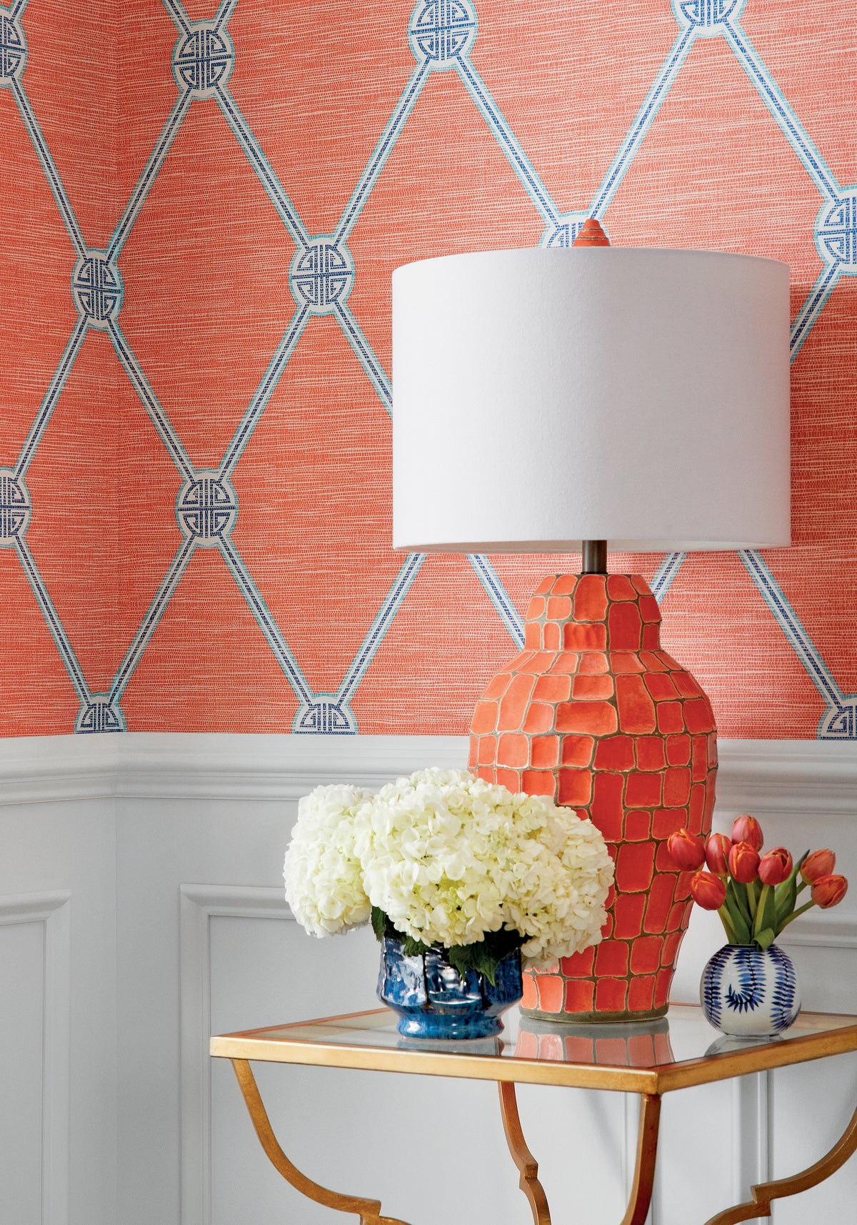 Thibaut Turnberry Trellis wallpaper - Pavilion collection room setting