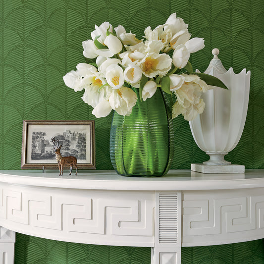 Anna French Seton Scallop wallpaper - Savoy collection room setting