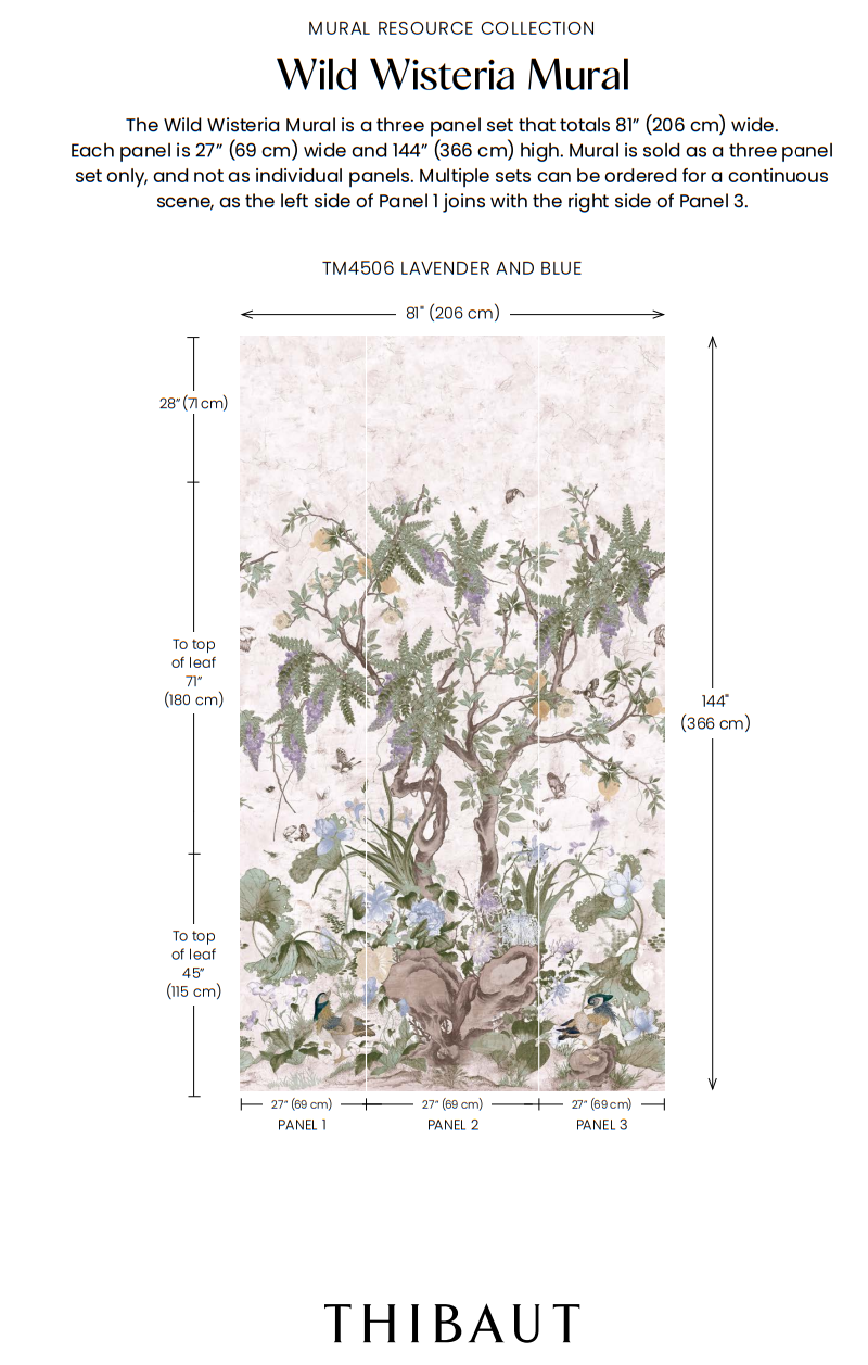 Thibaut - WILD WISTERIA MURAL Wallpaper - Sojourn Collection - Mural Resource