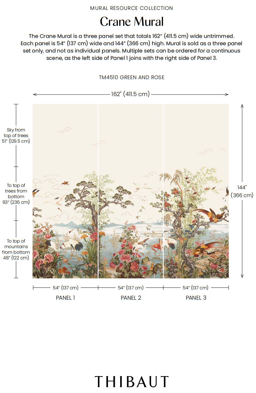 Thibaut - CRANE MURAL Wallpaper - Mural Resource