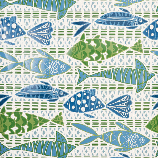 Thibaut - BATIK FISH Wallpaper -  Islander Collection
