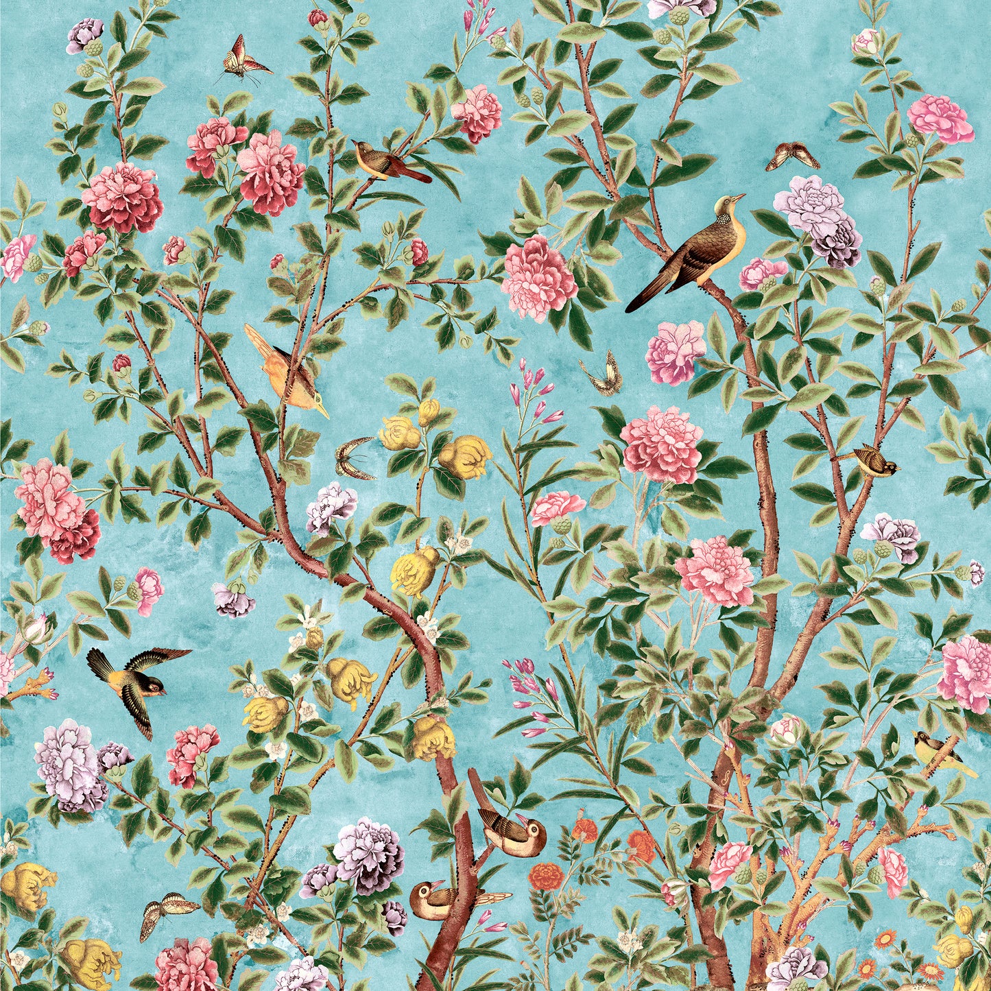 JARDIN BLOOM MURAL Wallpaper by Thibaut, Grand Palace Collection (3 Panel Mural Roll)