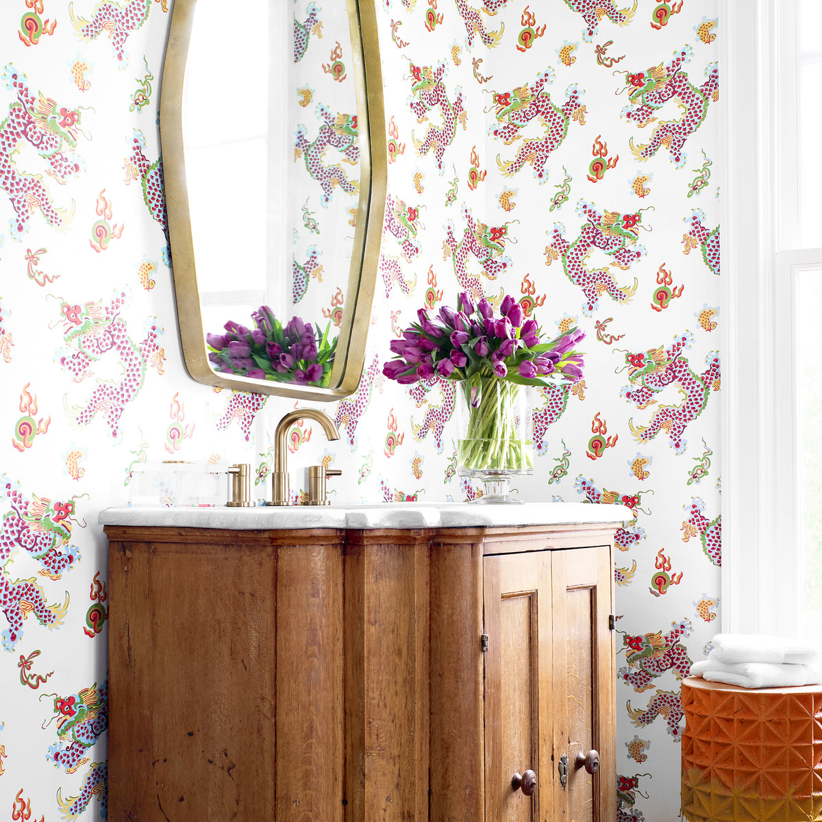 Anna French Dragon Dance wallpaper - Willow Tree collection room setting