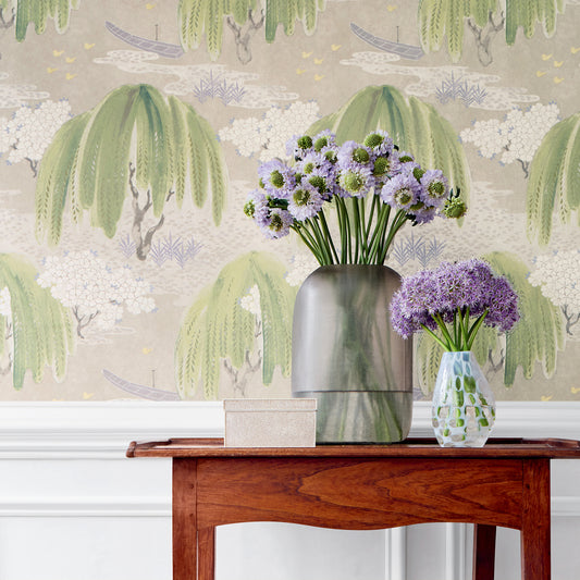 Anna French Willow Tree wallpaper - Willow Tree collection room setting