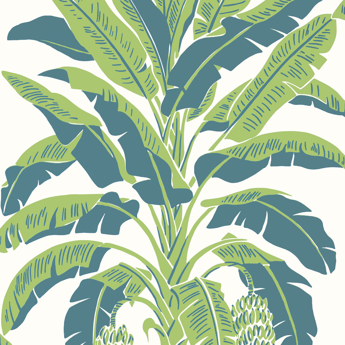 Thibaut BANANA TREE wallpaper, Green and Blue